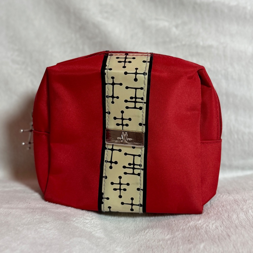 Vintage AMERICAN AIRLINES EAMES Dot Pattern RED Amenity Travel Small Satchel Bag